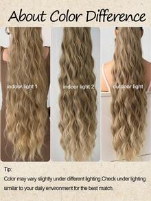 32英寸浅棕色夹式马尾假发，环绕式长波浪马尾合成假发，适合女孩和女士日常使用 - 漸層棕色 - 查看 6