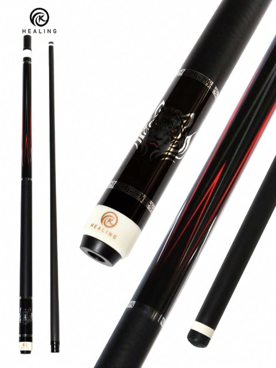 okhealing 1/2 Split Billiard Cue Stick Pro Taper Carbon Fiber Pool Cue 11.8mm Tip Length 147cm/58in Radial Pin Or 3*8-8 Joint 19Oz Can Install Weight Screws, Tiger Design - Tiger - View 1