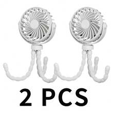 1pc Octopus Stroller Fan, USB Rechargeable Portable Silent Mini Handheld Foldable Fan With LED Night Light, 3-Speed Adjustable Fan For Travel, Camping - White 2 Pieces - View 13