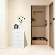 Plastic Drawers Dresser Storage Cabinet, 5 Drawer Stackable Vertical Clothes Storage Tower, Bedroom Tall Small Chest Closet, Organizer Unit For Hallway Entryway, Home Furniture - 白色 - 查看 8
