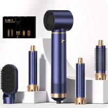 Juego de herramientas para peinado 5 en 1 - Tenacilla de rizado automática giratoria, cepillo alisador, secador de pelo con estilizador de aire - Tipo de Enchufe A USA (110-127V) - Ver 3