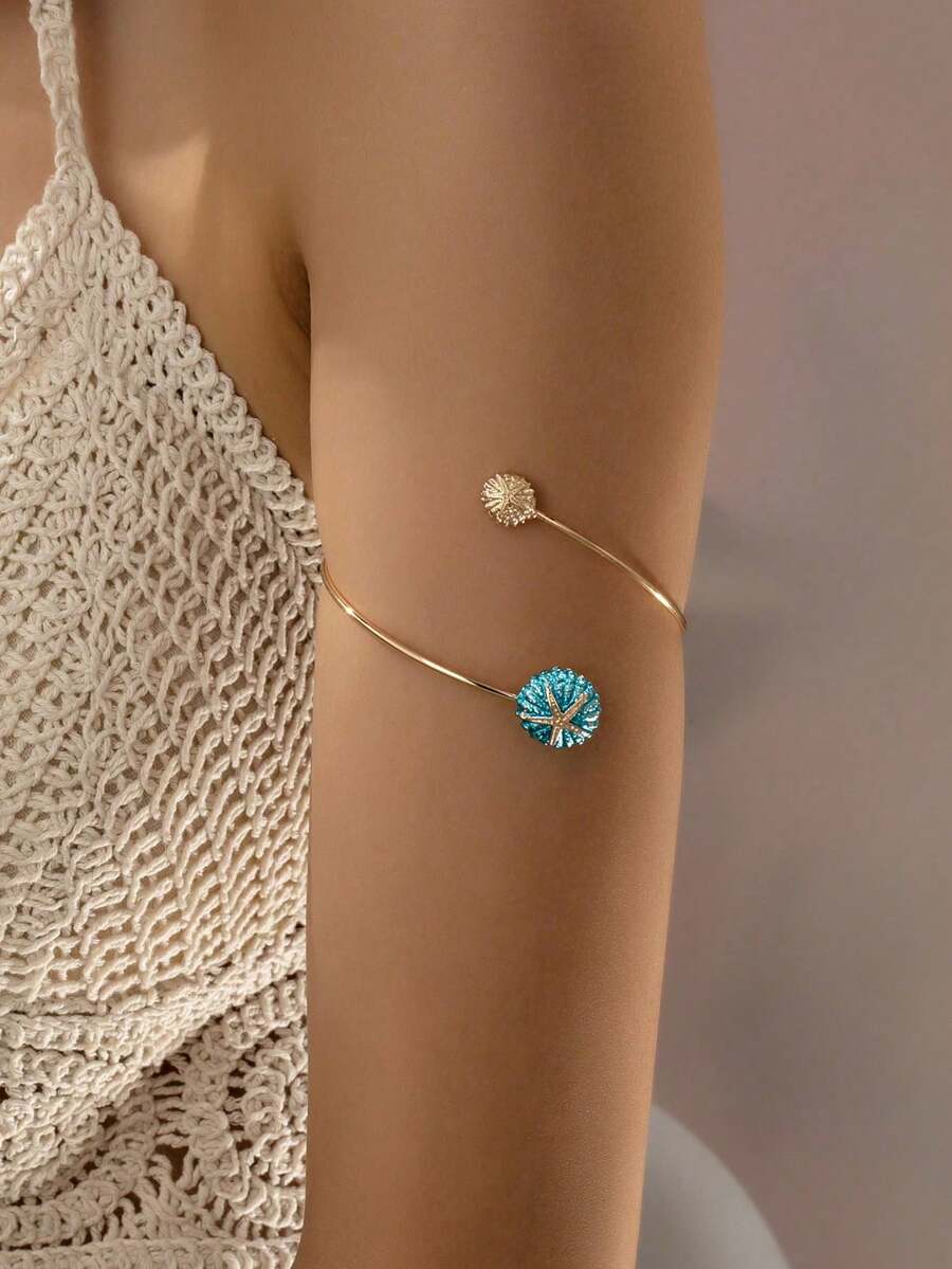 1 chiếc vòng tay hình sao biển phong cách nghỉ hè dành cho nữ, trang sức đeo tay kiểu bãi biển, phụ kiện trang trí cơ thể khi đi biển. - Nhiều màu - Xem 1