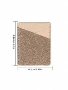 1pc Brown PU Leather Slim Card Holder, Adhesive Phone Card Slot, Card Case For ID/Credit Cards, Bus/Access Cards - Brown - View 5