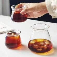 1pc Japanese Ins-Style Glass Coffee Pot, Niche Creative Coffee Cup, Minimalist Hand-Drip Coffee Sharing Pot, Tasting Cup - Transparent - View 3