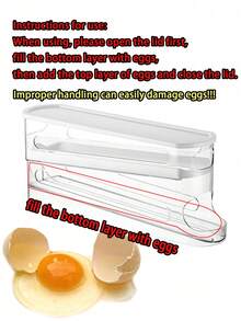 Automatic Double-Layer Egg Holder, Keeps Eggs Fresh, Sliding Container Holds 12-14 Eggs - Hinged Design, Plastic Material, No Food Contact - Refrigerator Organizer, Kitchen Egg Tray - Multicolor - View 11