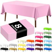 8 piezas Mantel desechable rectangular de unicolor, mantel de plástico PEVA impermeable y resistente al aceite para decoración de mesa de postres y fiestas - Multicolor - Ver 5