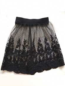 Women's Embroidered Lace Short Skirt, All-Season Fashion Half Skirt, Versatile Layering Piece For Leggings, Sweatshirts & Sweaters - Multicolor - View 8