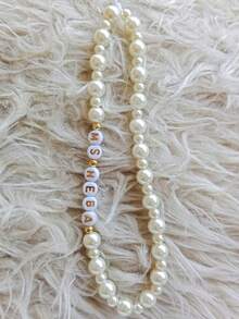 Customized Phone Strap - Fashionable And Elegant Faux Pearl Letter String Design, Can Be Engraved With Name, Slogan And Date, Suitable As Birthday, Valentine's Day, Anniversary Gift Or Perfect Present For Boyfriend/Girlfriend - Multicolor - View 3