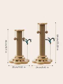 1pc/2pcs Cat Scratching Post/Climbing Tower With Elevated Design, Featuring Durable Anti-Scratch Sisal Rope Pads. Includes Built-In Cat Teaser Wand And Cat, Perfectly Satisfying Cats' Self-Grooming, Scratching And Entertainment Needs. An Excellent Gift For Kittens. Cat Scratching Post, Cat Supplies, Cat Toys - Khaki - View 9