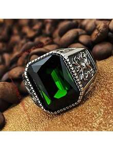 Men's Vintage Stainless Steel Cross Design Ring With Rectangular Cubic Zirconia - Minimalist Fashion Accessory - Ring - View 28