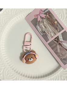 5pcs Pink Music Bear Keychain, Cute Cartoon Bag Pendant, Small Gift For Friends - Pink - View 2