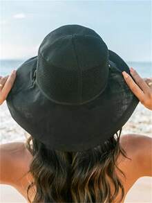 1 chiếc mũ lưới chống nắng cho nữ, vành rộng, mũ đi biển, chống tia UV, mũ xô có thể gấp gọn dễ dàng mang theo. - Nhiều màu - Xem 10