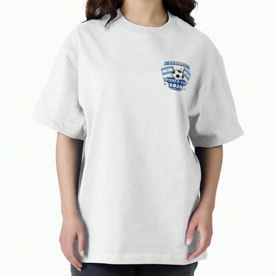 Argentina World Cup 2026 Shield  Minimal Football T-Shirt    T-Shirt - 白色 - 查看 1