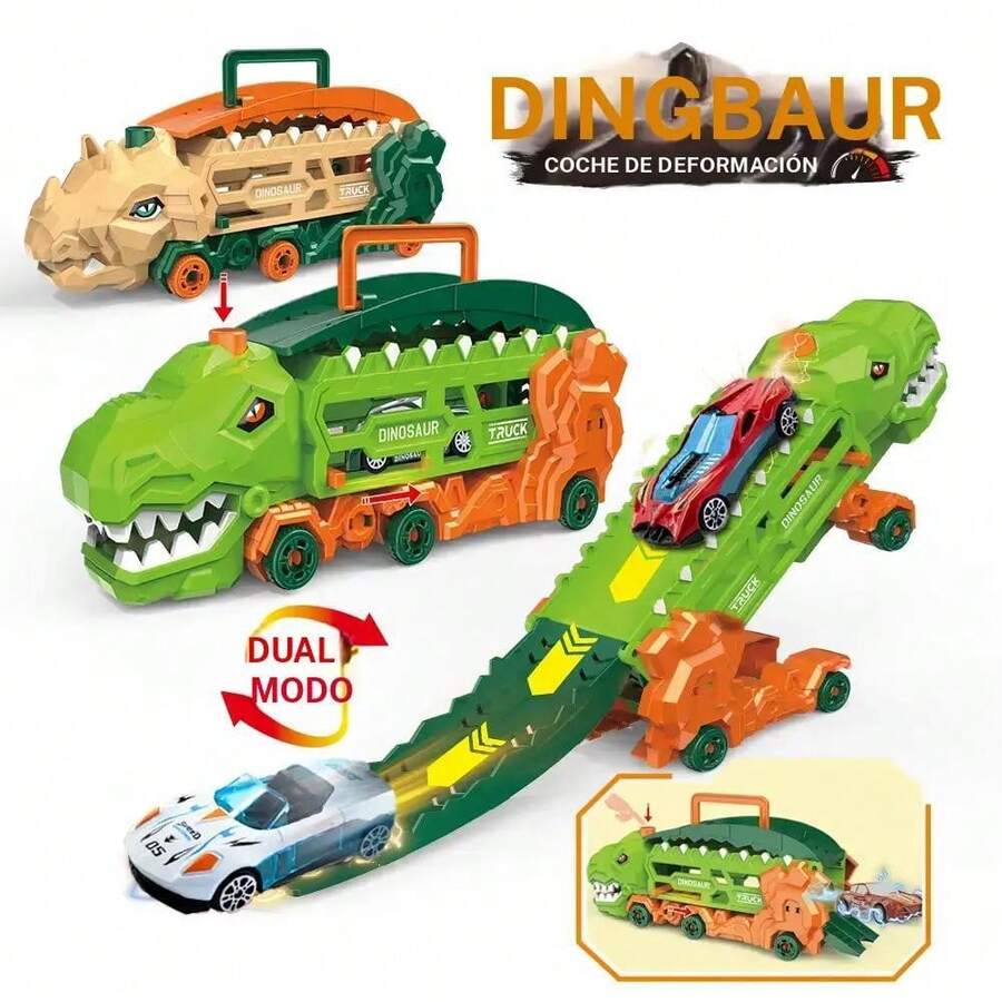 Set de Mini Dinosaurio Transformable, Auto de Aleación Incluido, Portátil y Expandible, Juguete Favorito para Niños, Regalo Divertido - Camello - Ver 1