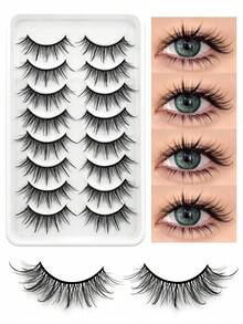 GROINNEYA 8 Pairs Wet Look Eyelashes Manga Faux Mink Lashes Natural & Lengthening Eyelashes Y2K Style Cartoon Style Moisturizing False Eyelashes Cute Girl Style Pointed False Eyelashes Anime Cosplay Perfect For Daily Wear & Themed Parties Strip Lashes - View 13