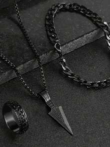 时尚男士朋克风箭头形合金吊坠项链 - 适合作为男友生日礼物，完美的珠宝和时尚搭配之选 - 箭頭項鍊 - 查看 1
