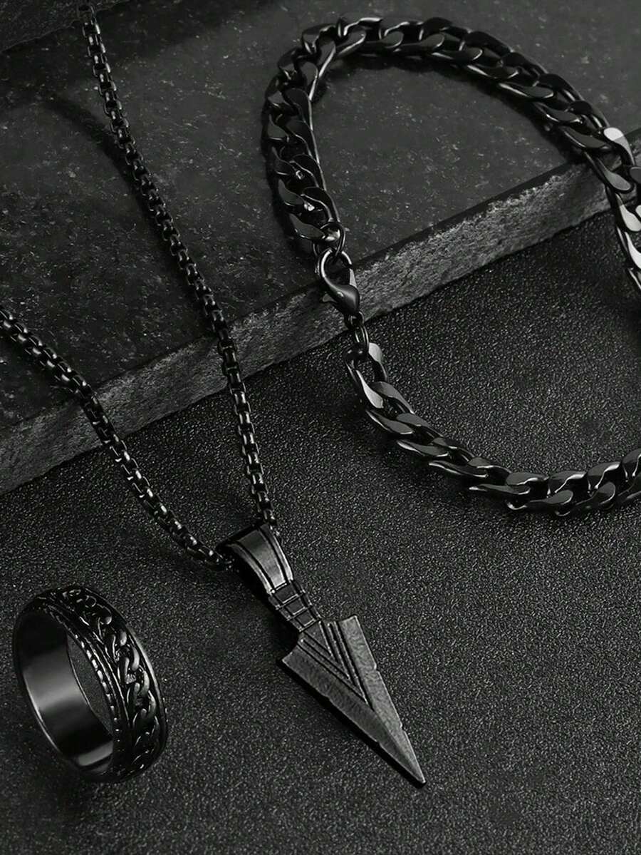 时尚男士朋克风箭头形合金吊坠项链 - 适合作为男友生日礼物，完美的珠宝和时尚搭配之选 - 箭頭項鍊 - 查看 1