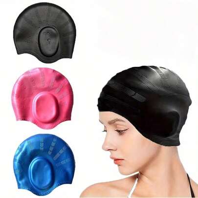 Mũ bơi chuyên nghiệp bằng silicon chống thấm nước - Thiết kế che phủ hai bên tai, phù hợp cho người lớn và người có tóc dài, chống trơn trượt và bền bỉ, cần thiết cho việc tập luyện/spa.
