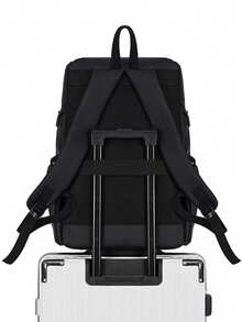 1pc High-Quality Large Capacity PU Leather Backpack, Adjustable Shoulder Straps, Suitable For School, Travel, Fits Luggage Handle - Multiple Colors - View 7