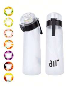 1pc Bottle With 1pc Random Flavor Pods Portable Transparent With Straw Leak Proof Suitable Outdoor Sports - 黑色 - 查看 4