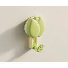 1 pieza Gancho con ventosa con diseño de flor de tulipán - Gancho adhesivo sin perforación para toallas, llaves, uso universal en paredes de cocina y baño - Ver 9