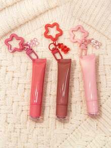 1pc 0.51oz Stylish Lip Tube With A Slanted Mouth, Refillable Cosmetic Container, Squeeze-Type Dispensing Bottle, Lip Gloss Keychain, Cute Women'S Keychain, Beauty Tool, Lipstick Bag Charm, Featuring A Star Pendant And A Bear Pendant Lip Gloss Tube - A Squeeze Empty Soft Tube With A Twist Cap For Lip Gloss,Lip Balm,Gift Giving,Personal Beauty Storage,Valentine'S Day Gift, Mother'S Day Gift,Travel - Multicolor - View 4