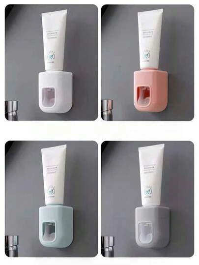 自动牙膏分配器带收纳架，壁挂式斜角牙刷架，免钻孔悬挂式浴室置物架，浴室配件，壁挂式斜角牙刷架，免钻孔悬挂式收纳架