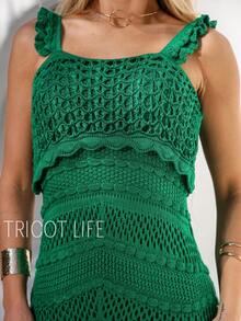 Women's Midi Knit Dress, Crochet Style,  Style, Lined, Elegant, Party, New Year's Eve, Casual, Evening, Wedding, Gender Reveal. - 綠旗 - 查看 2