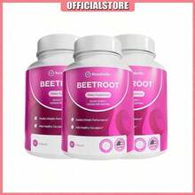 3 Bottles Rosabella Organic Beet Root Capsules – 1300mg Beetroot Powder For Natural Energy & Endurance Support, Non-GMO, Lab-Tested Beet Supplement - 60 Capsules, 30-Day Supply - 3 bottles - 查看 1