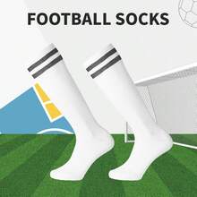 1 Pair Breathable Football/Soccer Socks, Suitable For Men, Women And Teenagers, Ideal For Beginner Running, Training, American Football, Field Hockey And Other Sports, Providing Ventilation, Odor-Resistant And Moisture-Wicking Features - White - View 4