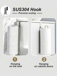 No Drill Toilet Paper Holder, Iron Bathroom Toilet Paper Rack Adhesive On Door/Wall, Wall-Mounted Toilet Paper Holder, Kitchen Paper Towel Rack, Can Hold Multiple Rolls, Space-Saving Design, Iron Bathroom/Kitchen Towel Rack, Bathroom Storage, Kitchen Storage - Multicolor - View 9