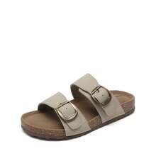 Girls Boys Slides For Kids Non-Slip With Adjustable Straps For Indoor & Outdoor Toddler Little Kid/Big Kid - Màu be - Xem 3