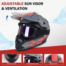 Motorcycle Helmet With Goggles, Breathable, Windproof And Sandproof - Black and Gray - View 2
