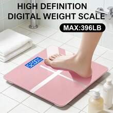 Omnliy High Definition Digital Weight Scale - Large LCD Display, Battery-Powered, Max 180kg/396.8lb, Home Bathroom Scale For Accurate Body Weight Measurement, Battery Not Included, 26x26cm/10.23x10.23inch, Bathroom Scale|Modern Weight Scale|Battery Powered Scale(No Bluetooth Function) - Hồng - Xem 1