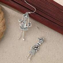 Creative Retro Boy & Girl Pendant Earrings, Suitable For Pierced Ears. An Interesting Gift For Family And Friends - Silver - View 5