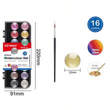 Motarro* Conjunto de tinta aquarela semiúmida MOTARRO com 16 cores e pincéis. Tintas aquarela semi-em pastilha para iniciantes. Material de arte portátil para escola e viagens. - Conjuntos - Ver 1