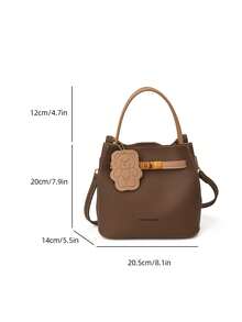 New Fashionable Minimalist Versatile Casual Bucket Bag, Handheld & Shoulder Crossbody - Coffee - View 3