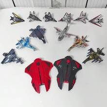 2pcs Launcher + 6pcs Plane Simple Fighter Jet Launcher Toy, Fighter Plane Model Set, Suitable For Home Decor, Collectible Desktop Ornament, Great For Boys Party Favors And Birthday Gifts - Black - View 3