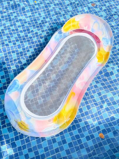 1pc Inflatable Mermaid & Bow Decor Pool Lounger, PVC Material, Floating Bed For Summer Pool Party, Portable & Storable, Air Pump Included