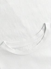 女士純色圓領短袖T卹,超寬鬆上衣,100%棉質上衣,柔軟舒適,日常休閒,街頭服飾,趣味清新檸檬圖案印花,top,verano,tops mujer,camisetas mujer,blusas de mujer,jersey,sudaderas de mujer,ropa mujer,blusas de mujer elegantes,verano mujer,ropa verano mujer,deporte,tops verano,primavera mujer,camisetas de gym mujer,camisetas básicas,camisetas manga corta mujer,primavera verano,romwe,festival outfit mujer,Y2K,秋冬趣味T卹,vabecation, beach,casual,90年代戶外服裝, tops. women,outfits，白色上衣 - 白色 - 查看 4