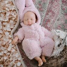 12英寸逼真硅胶重生娃娃，身穿针织连体衣，全身硅胶材质，可水洗，逼真光头娃娃，手指可伸缩，可作伴侣收藏玩具，理想的节日礼物 - 如圖 - 查看 7