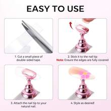 1 Set Magnetic Fake Nail Display Stand, Practice Artificial Nail Holder With Double-Sided Adhesive, Suitable For Home DIY Beginners And Nail Salons - Multicolor - View 6