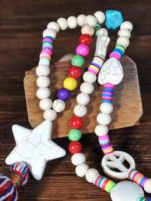 Women's Wooden Bead Long Necklace, Suitable For Daily Wear - Multicolor - View 8