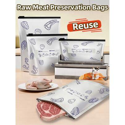 Túi đựng thực phẩm bằng giấy bạc tái sử dụng - Túi bảo quản thực phẩm bằng giấy bạc kháng khuẩn có khóa kéo, túi chia khẩu phần và bảo quản thực phẩm thiết yếu trong nhà bếp. Túi giấy bạc có thể sắp xếp và bảo quản thực phẩm hiệu quả trong tủ lạnh.