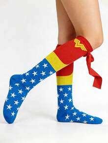 Warner Bros 1 Pair Unisex European & American Style Star Pattern Knee-High Socks, DIY Design, Suitable For Independence Day, Halloween, Holidays And Couples Wear - Multicolor - View 4