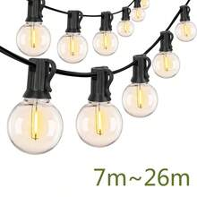 Dây đèn trang trí ngoài trời G40, đèn LED sân vườn, thích hợp trang trí đường phố dịp năm mới, ban công, Giáng sinh, cắm trại, tiệc tùng. - Phích cắm loại C của EU (220-240V) - Xem 2