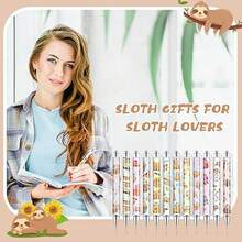 1/6/12 Pcs Cute Cartoon Animal Sloth Ballpoint Pens Retractable Push-Button Pens Black Ink Pens Animal Lover Gifts Back-To-School Season Gifts Office And School Supplies Pens For Teachers And Students - Sloth - View 6