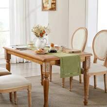 Rustic Sage Green Table Runner 150cm Long Machine Washable Linen-Style Rustic Geometric Hollow Table Runners For Dining Table Kitchen Holiday Parties And Everyday Use Sage Green 150cm Dee - Sage Green - View 5