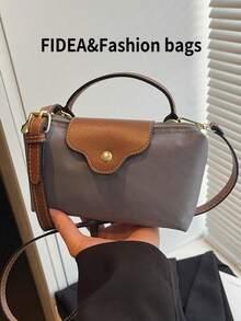 New Fashionable Solid Color Minimalist PU Bucket Bag, Elegant High-End Handbag Suitable For Work, Shopping, Dating, Versatile - Grey - View 7