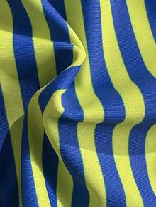 2026 New Retro European And American Style Yellow And Blue Striped Halter Bikini Set - Multicolor - View 5